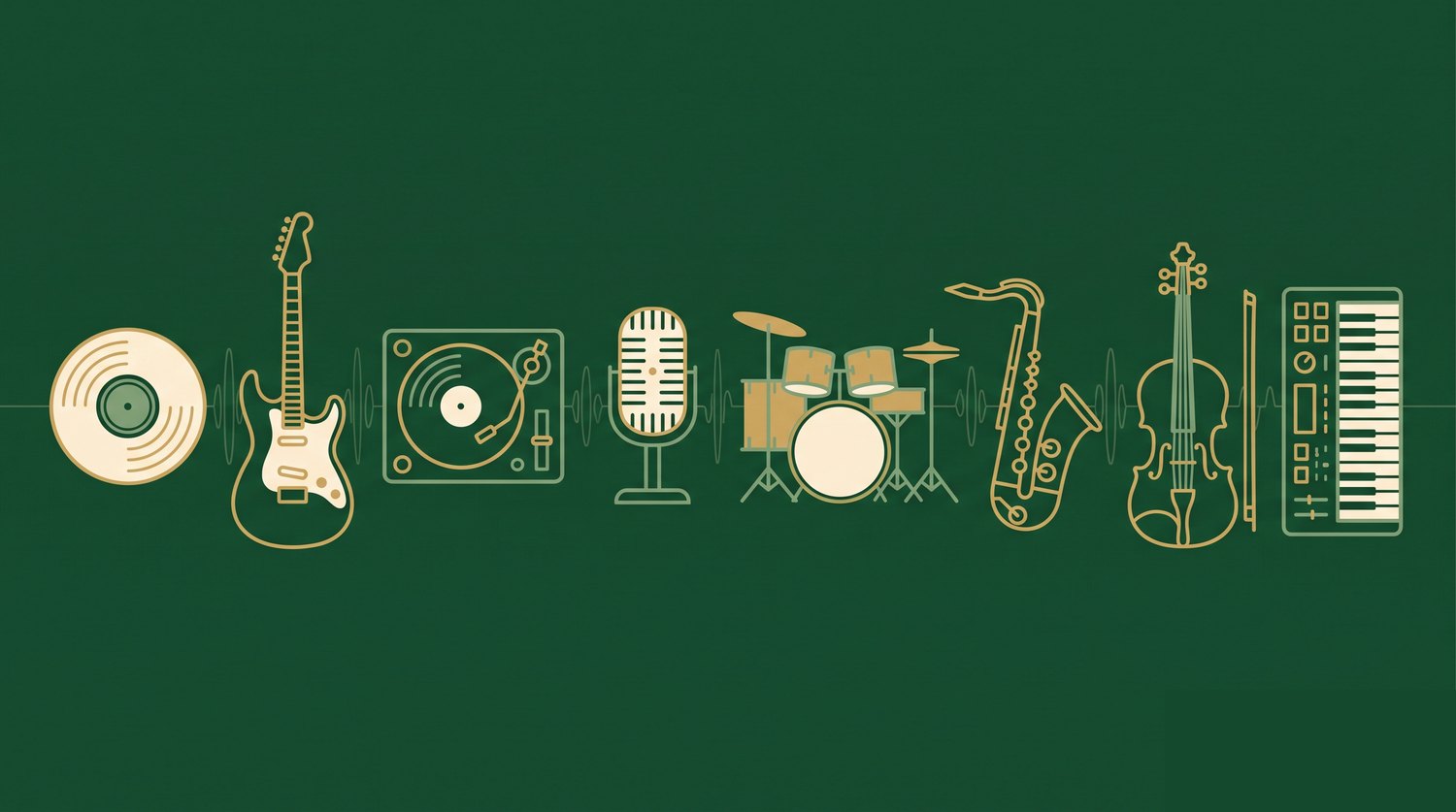 Music and songwriting line-art illustration
