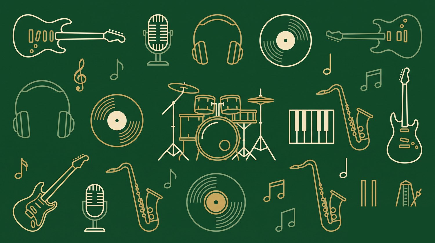 Music and songwriting line-art illustration
